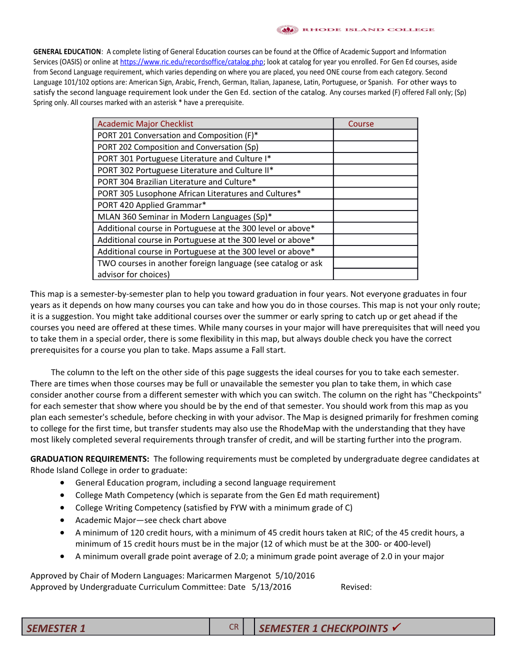 General Education Program, Including a Second Language Requirement