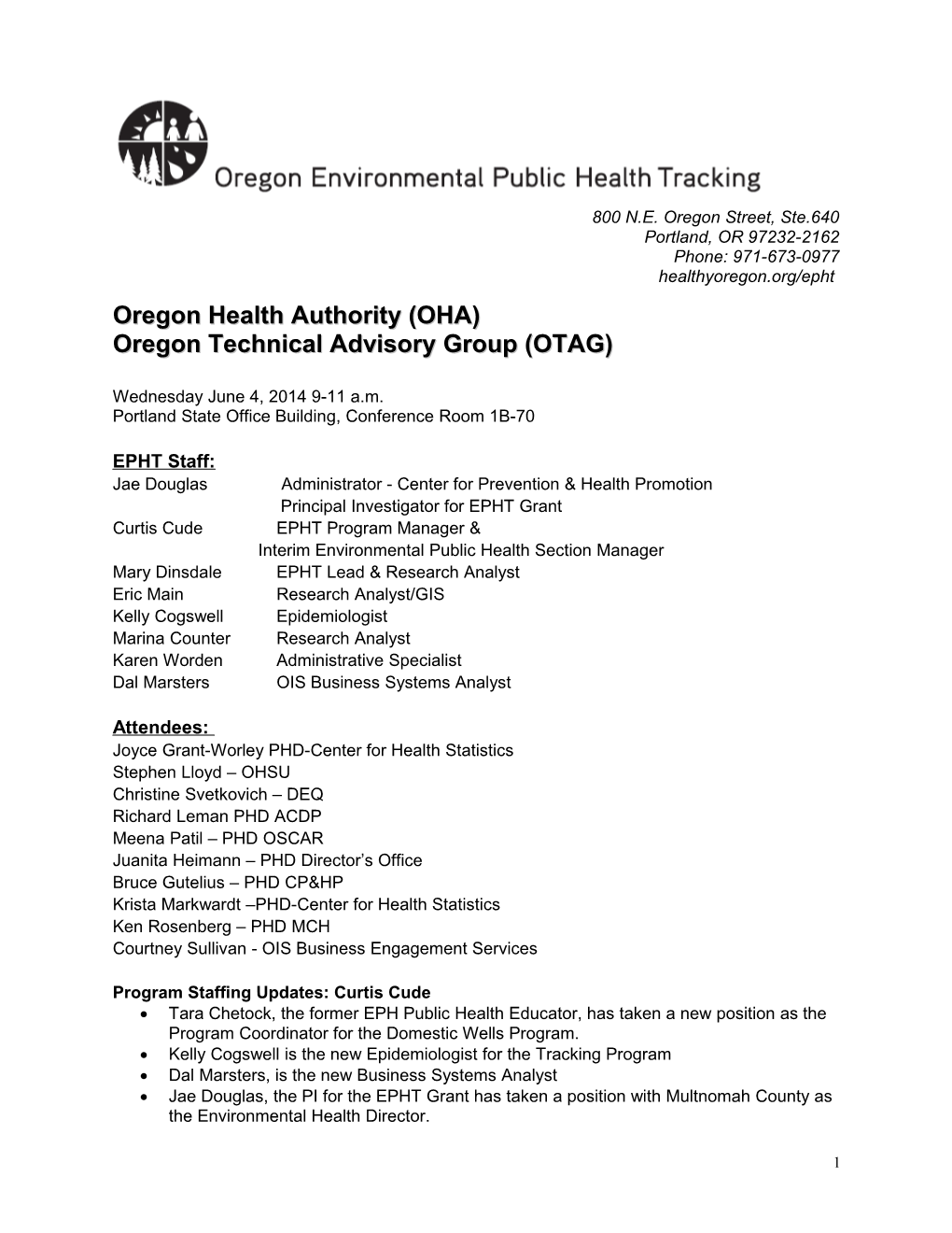 Oregon Technical Advisory Committee OTAG s1