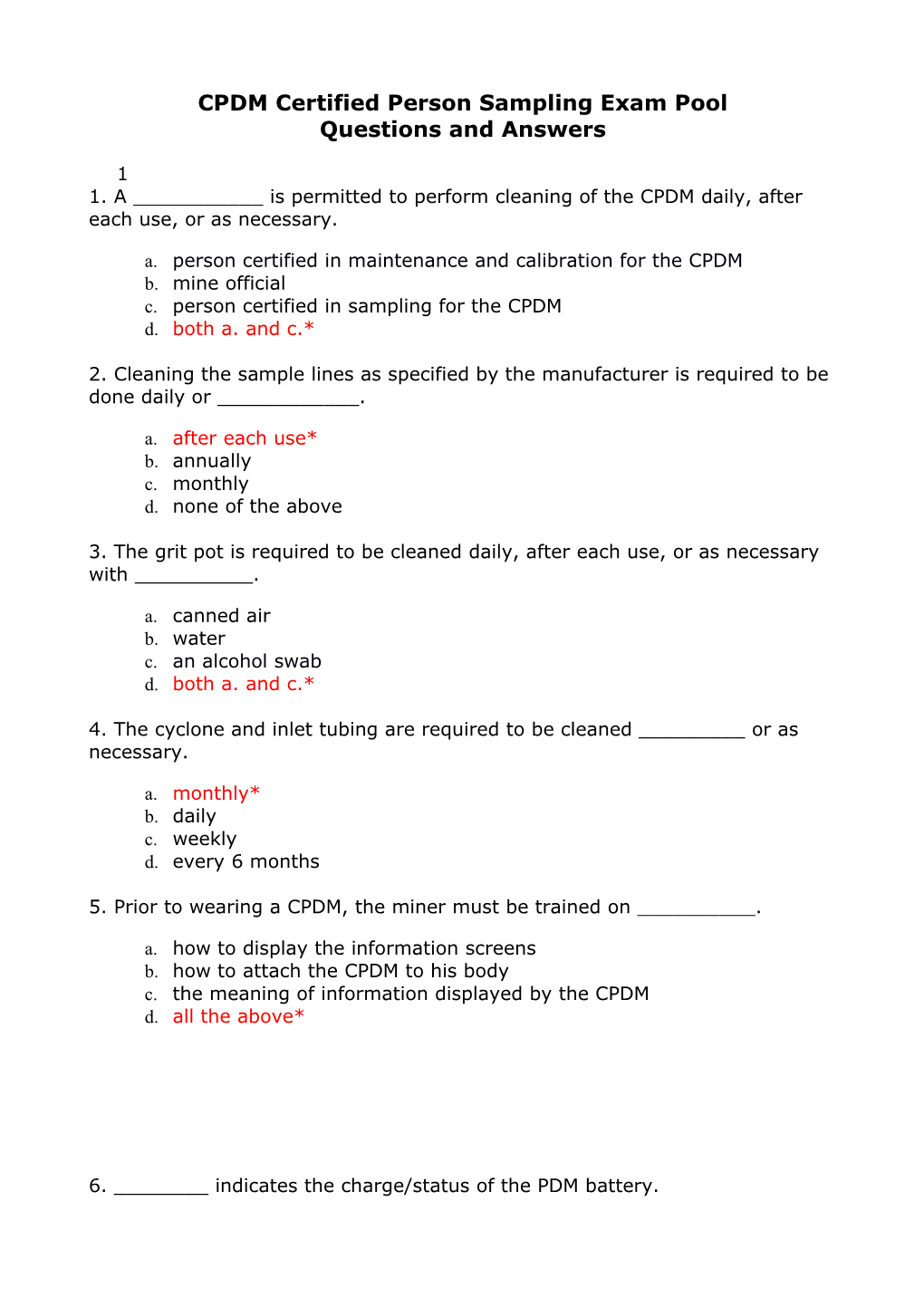 CPDM Certified Person Sampling Exam Pool