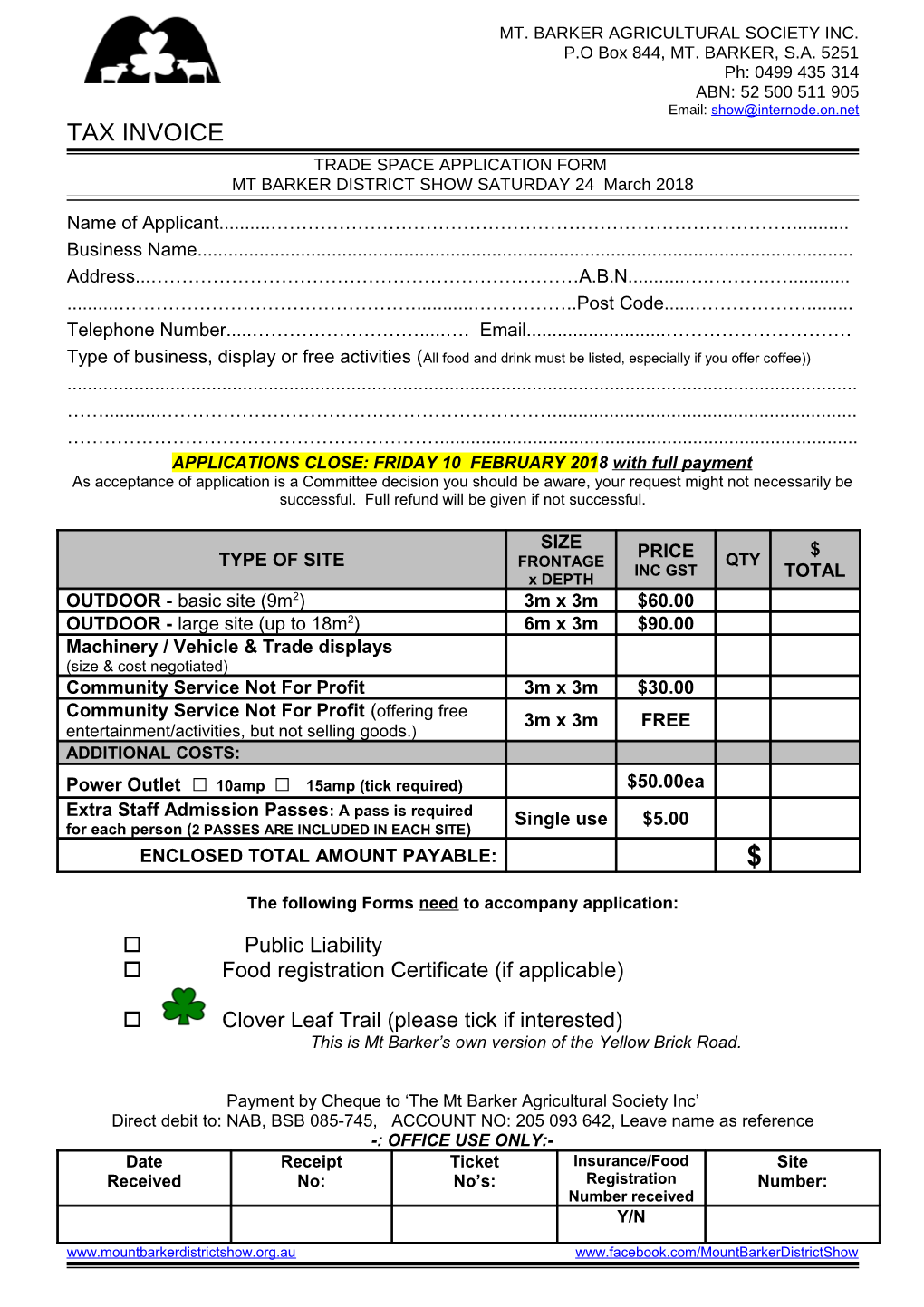 Trade Space Application Form