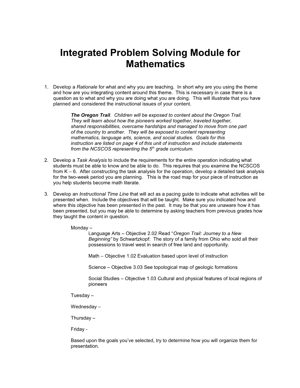 Integrated Problem Solving Module for Mathematics