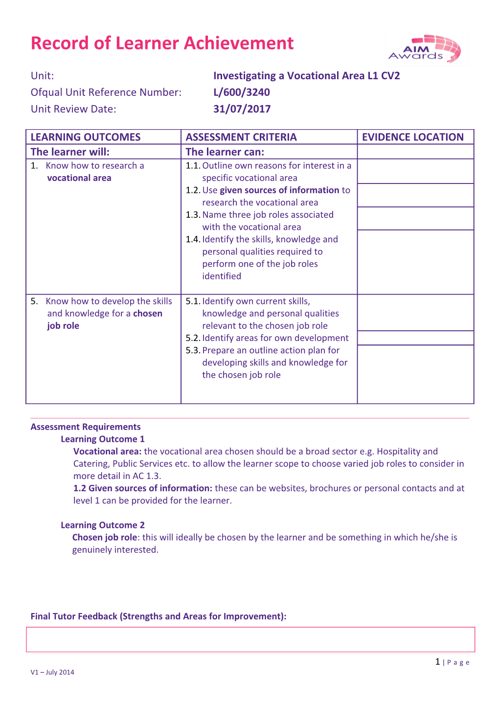 Assessment Requirements s9