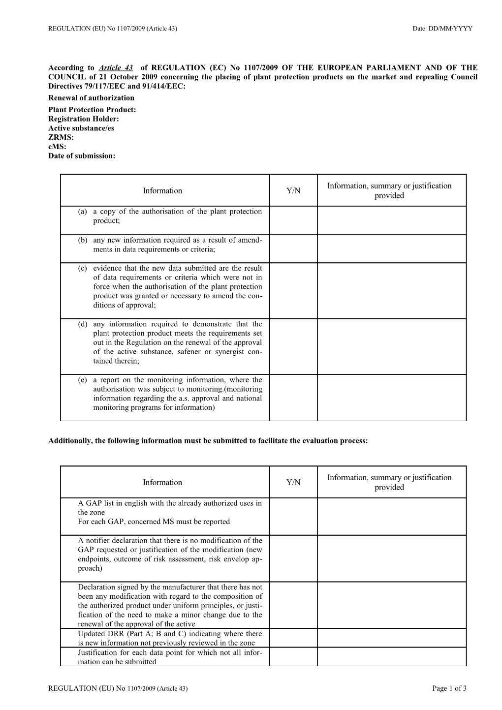 Completeness Check: Evaluation Form 3 -For Use in Checking That All Test and Study Reports