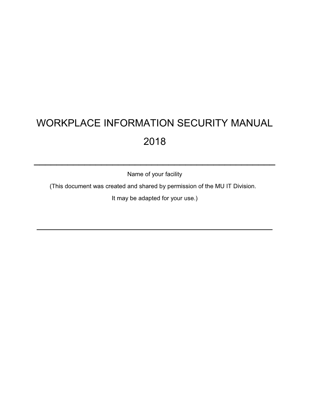 Workplace Information Security Manual