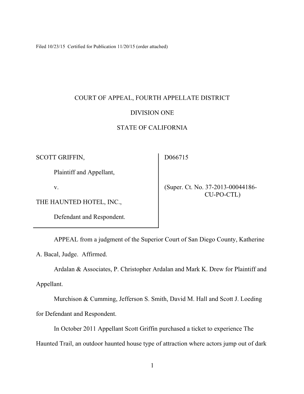 Filed 10/23/15 Certified for Publication 11/20/15 (Order Attached)