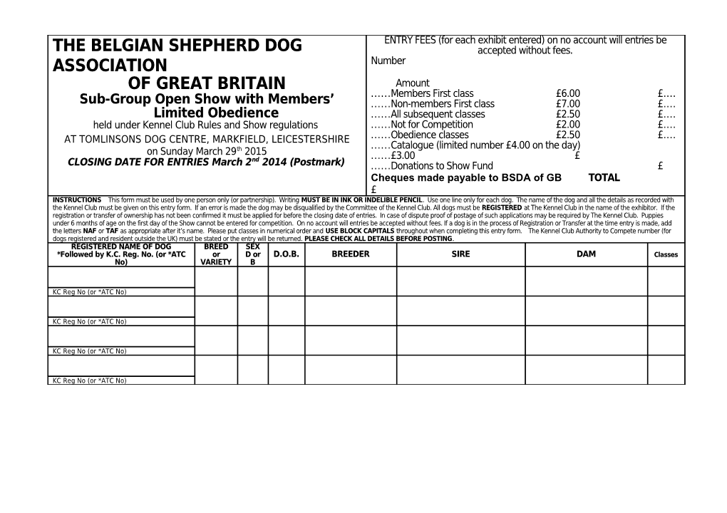 The Belgian Shepherd Dog Association of Great Britain