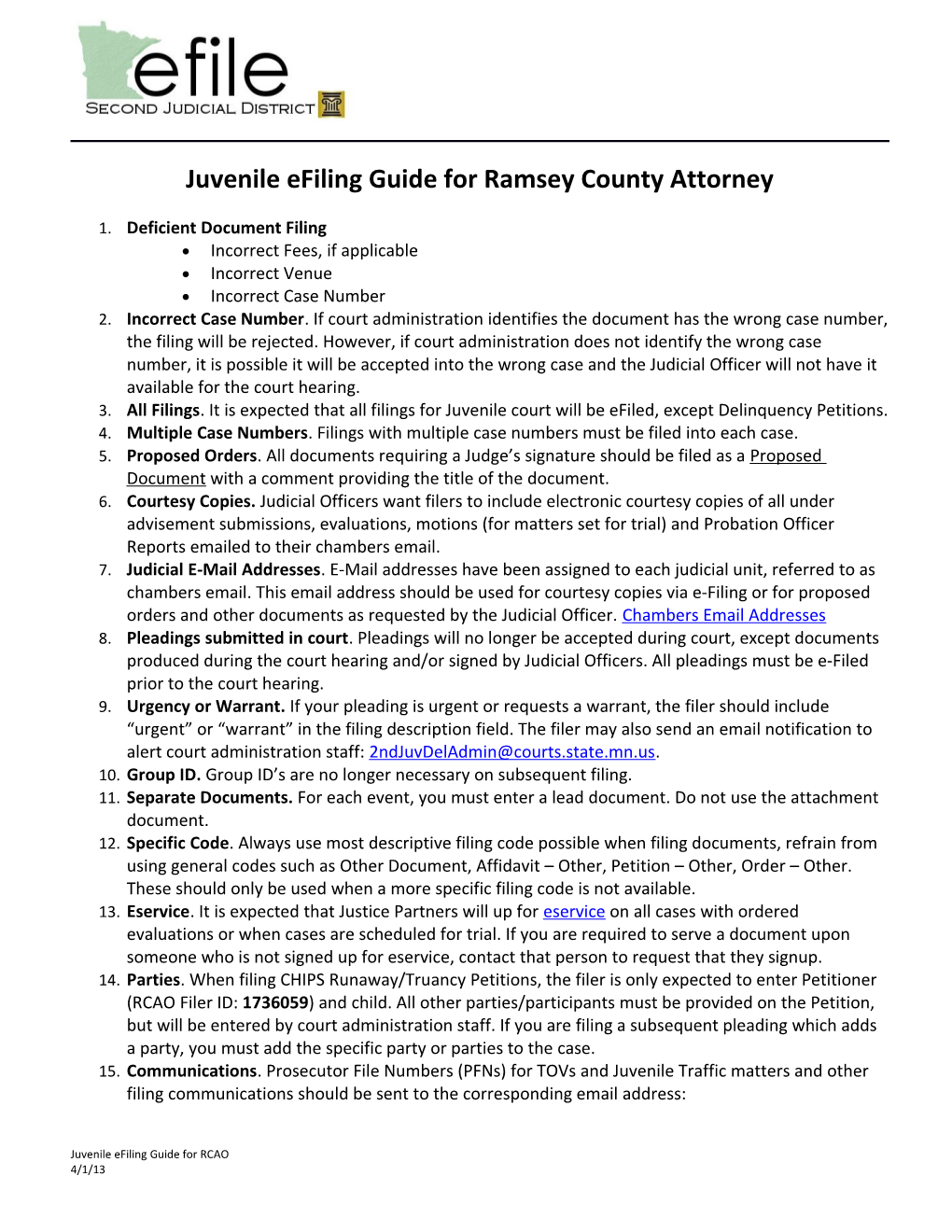 Juvenile Efiling Guide for Ramsey County Attorney