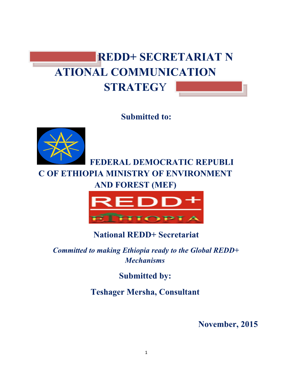 Committed to Making Ethiopia Ready to the Global REDD+ Mechanisms