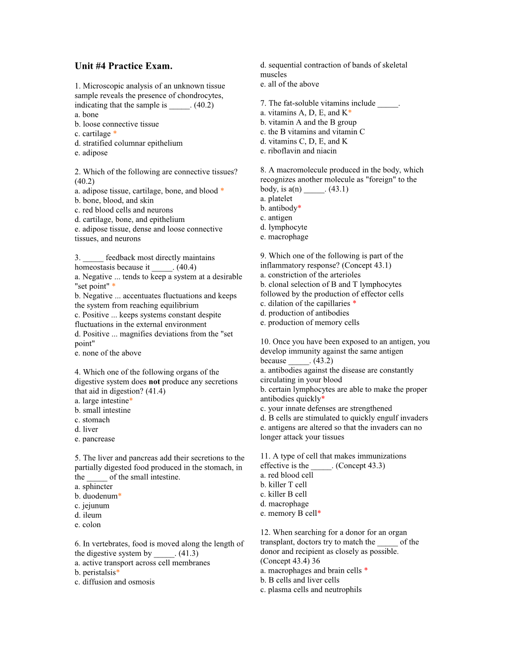 Unit #4 Practice Exam