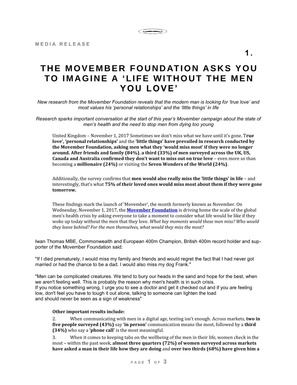 The Movember Foundation Asks You to Imagine a Life Without the Men You Love