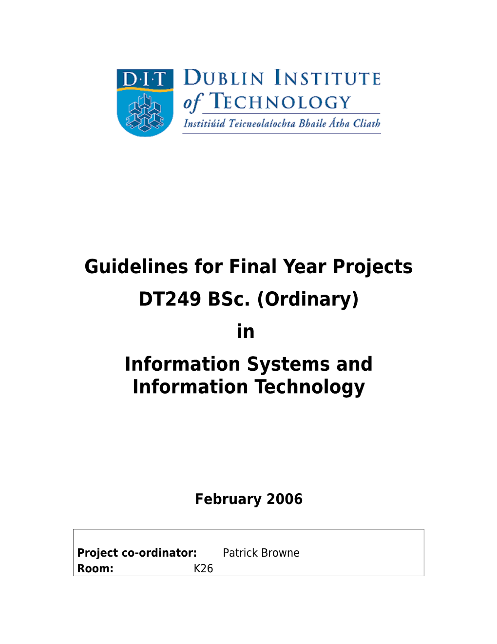 Guidelines for Final Year Projects
