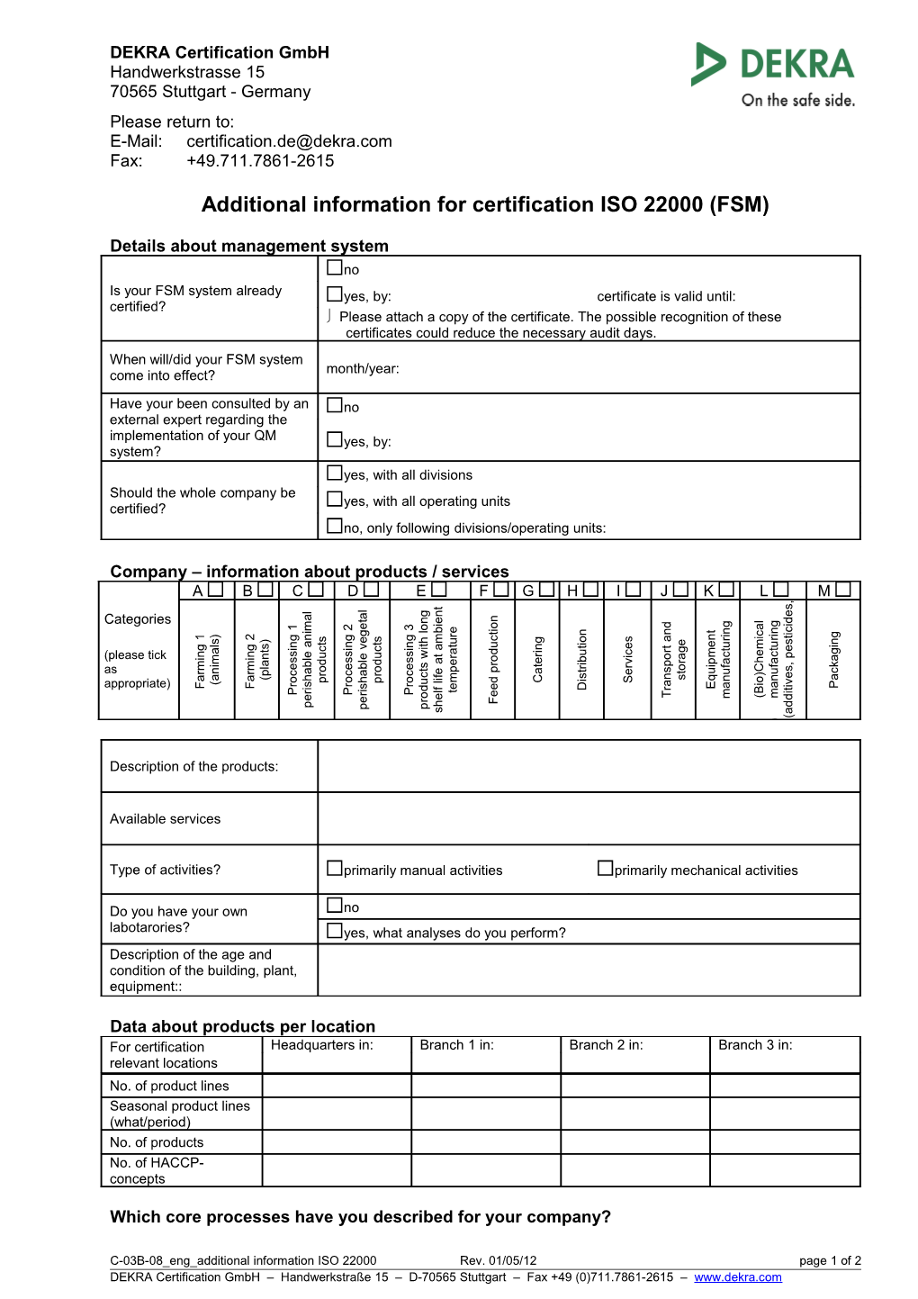 C-030-15 Additional Information ISO 22000