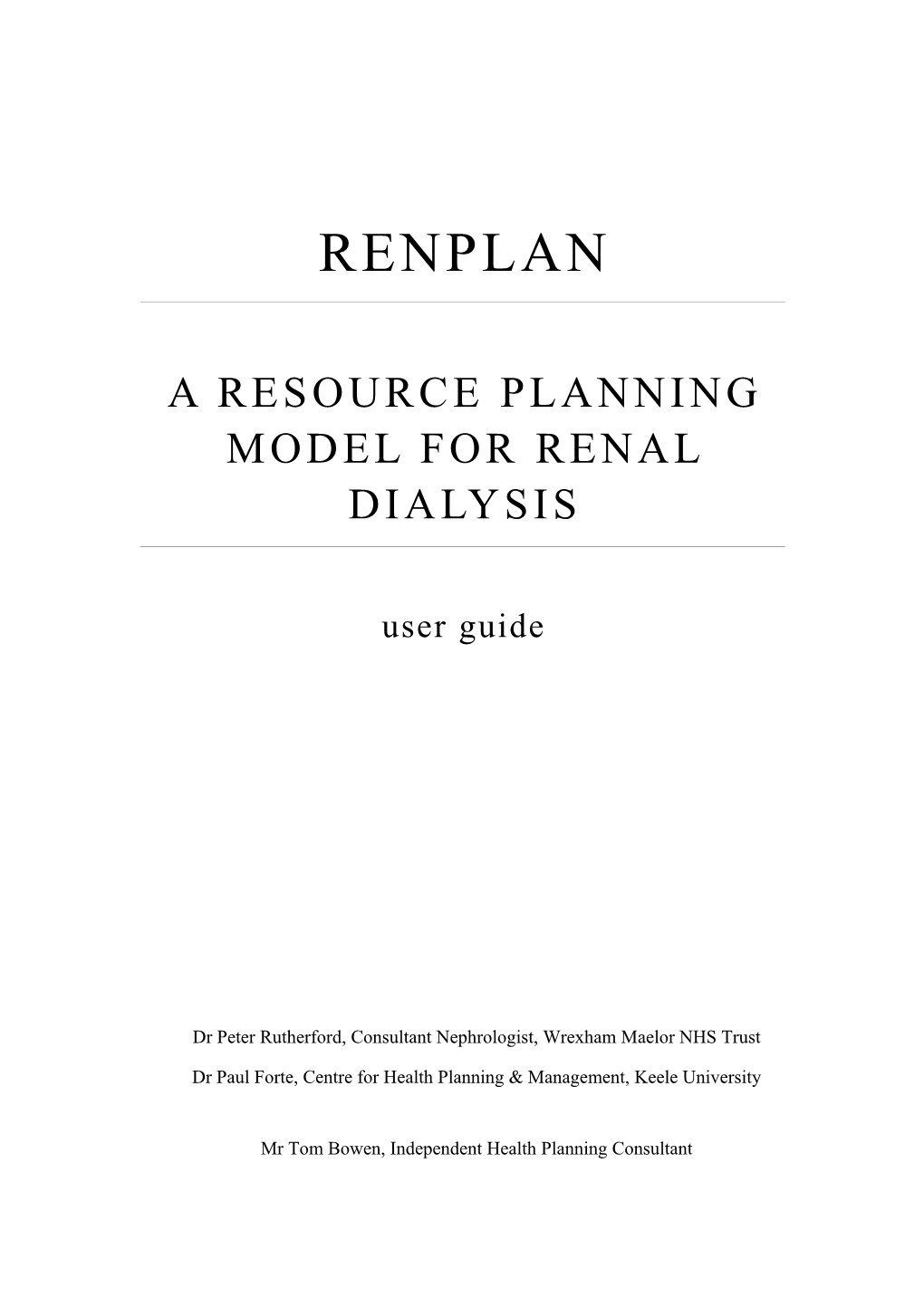 A Resource Planning Model for Renal Dialysis