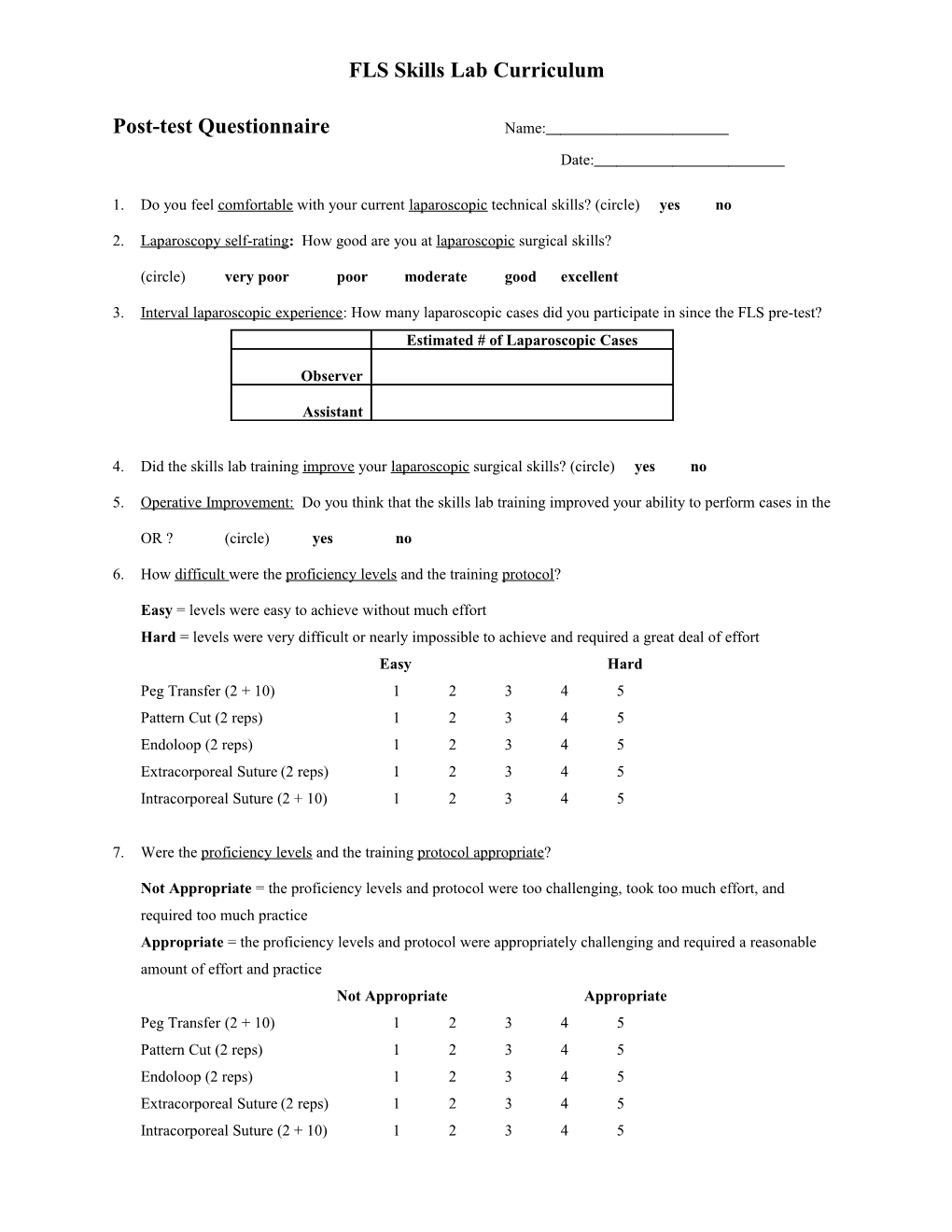 Pre-Test Questionnaire