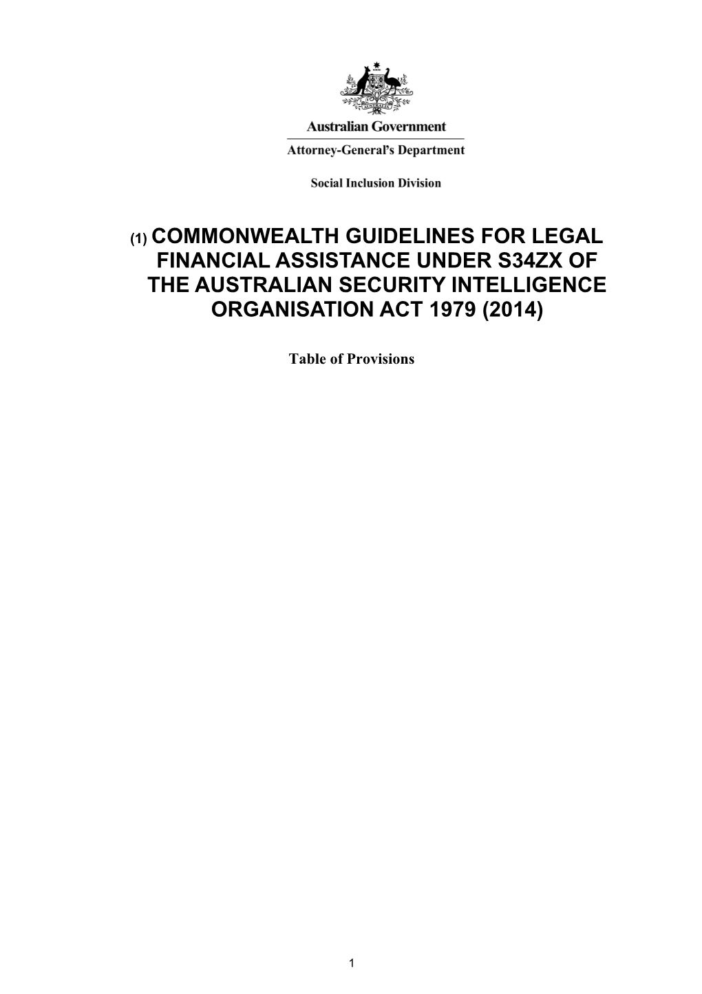 Commonwealth Guidelines for Legal Financial Assistance Under S34zx of the Australian Security
