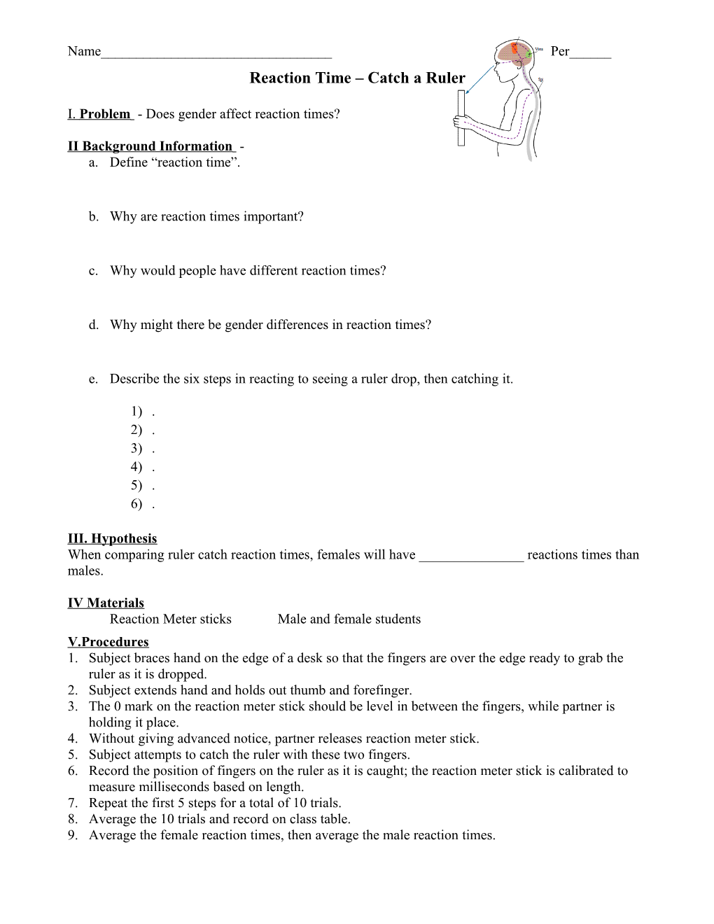 I. Problem - Does Gender Affect Reaction Times?