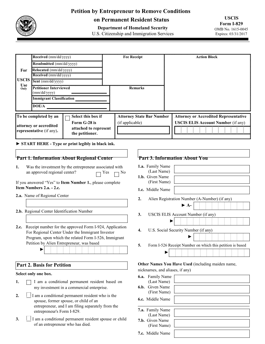 Petition by Entrepreneur to Remove Conditions on Permanent Resident Status