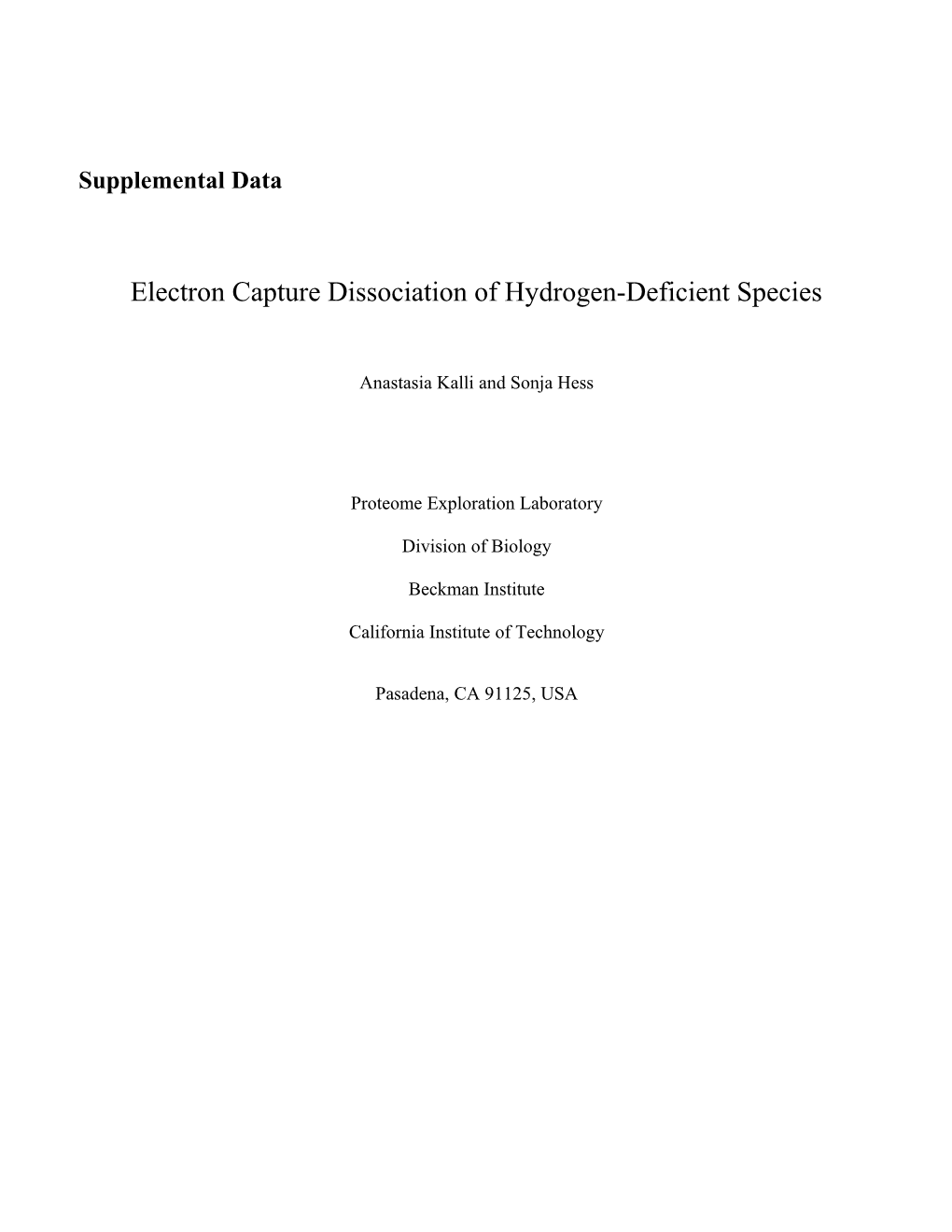 Electron Capture Dissociation of Hydrogen-Deficient Species