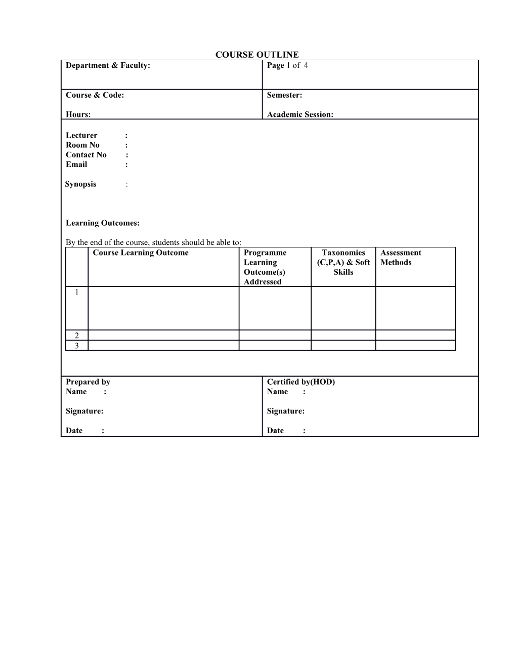 Course Outline s1