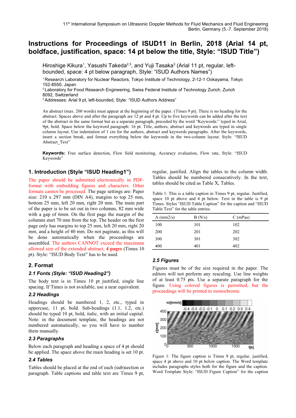 Instructions for Proceedings of ISUD11 in Berlin, 2018 (Arial 14 Pt, Boldface, Justification