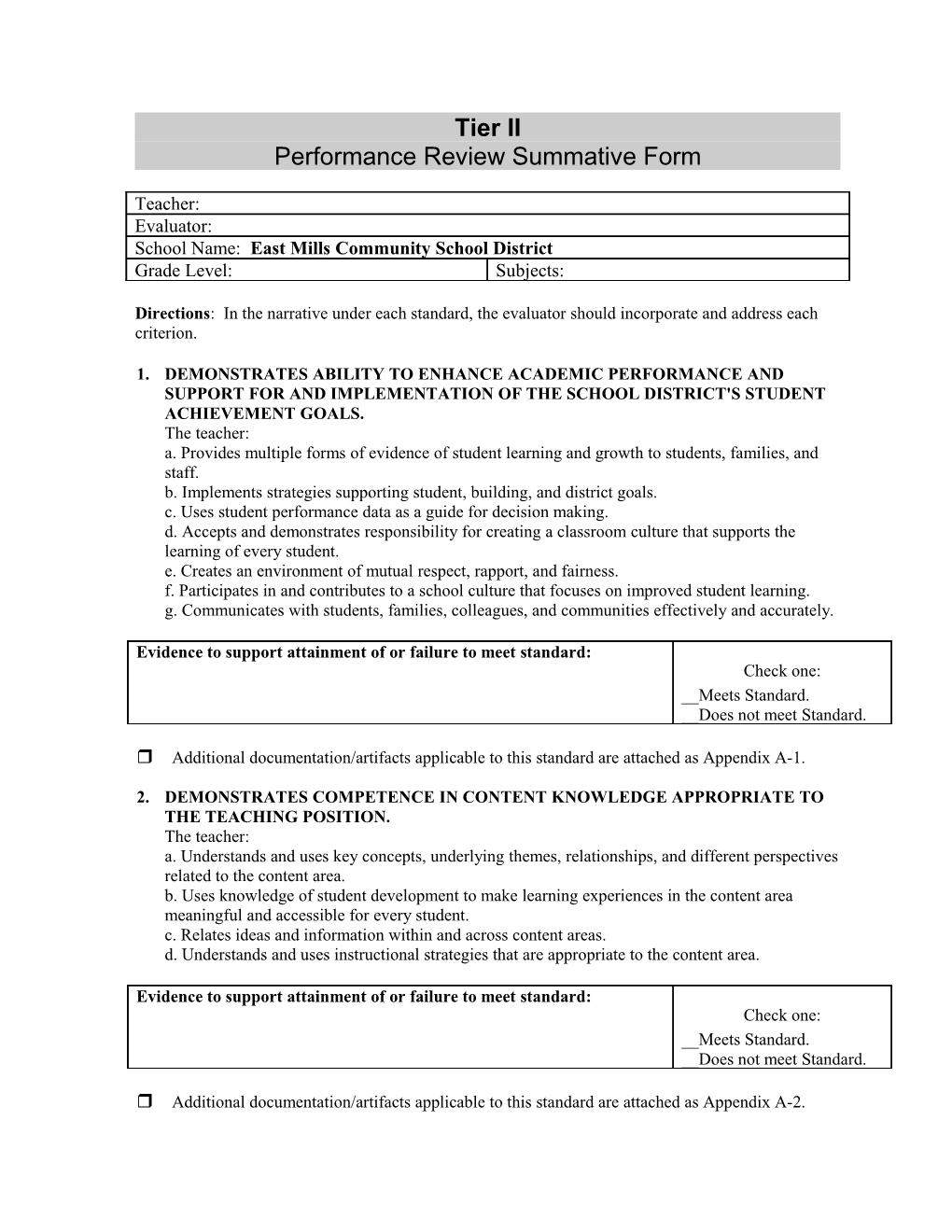 Performance Review Summative Form