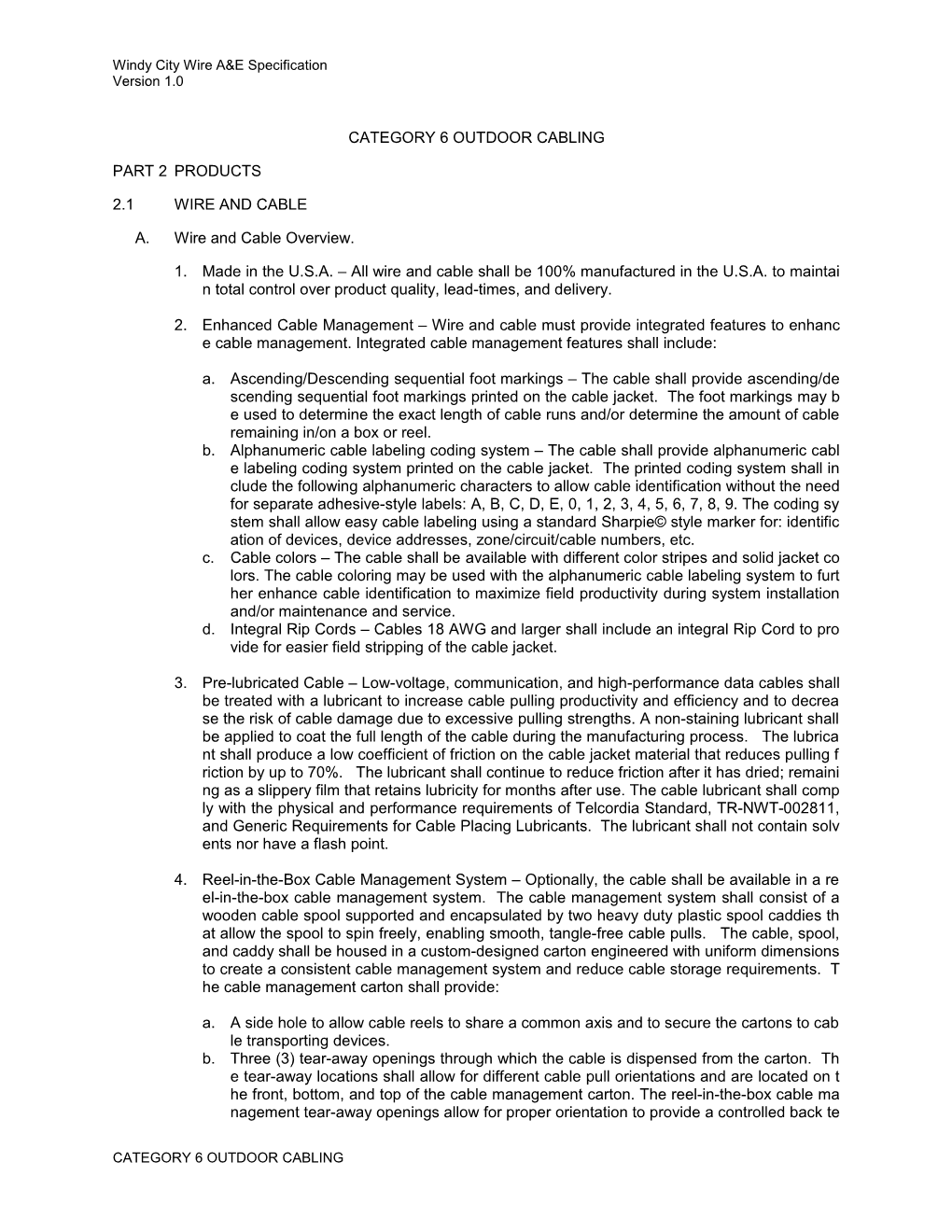 Windy City Wire A&E Specification s3