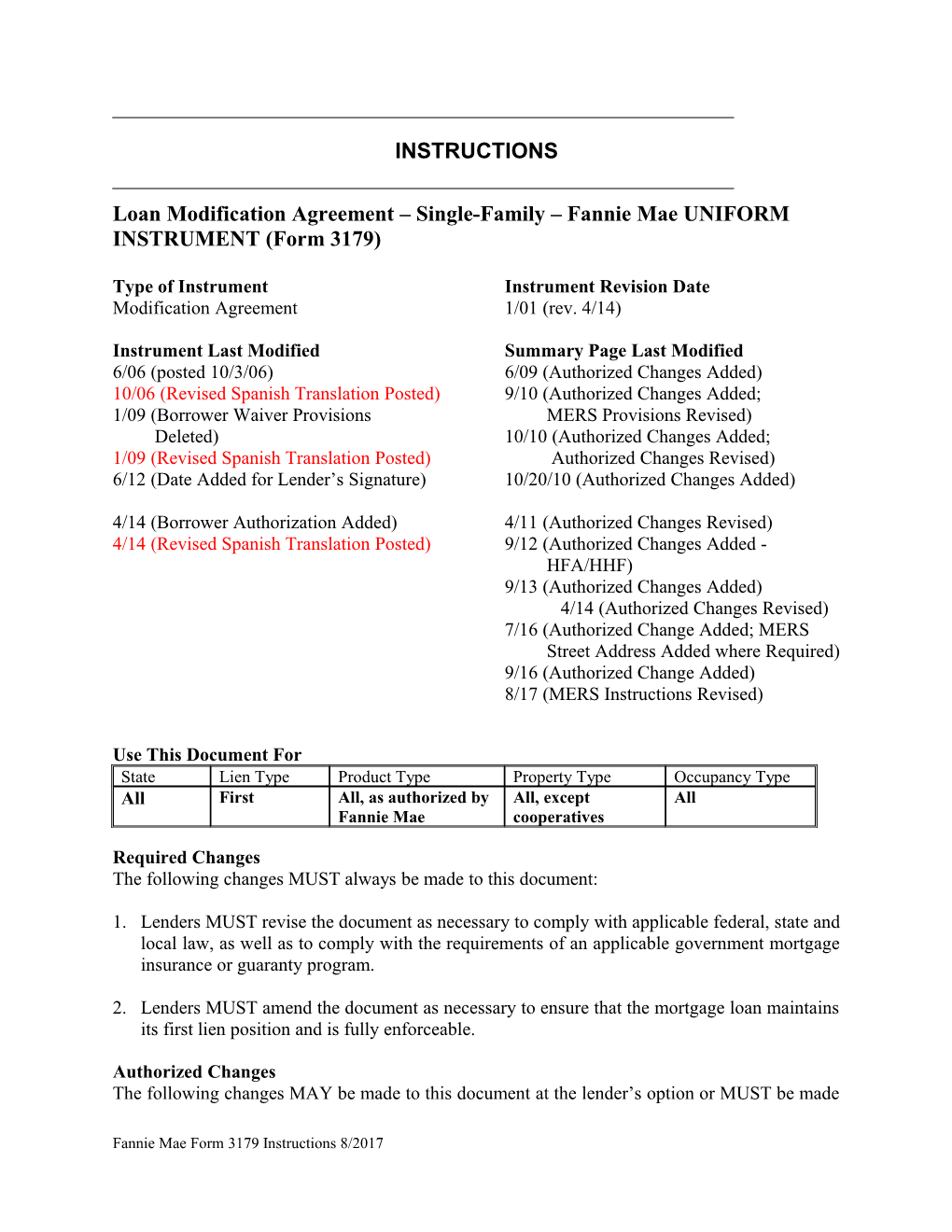 Loan Modification Agreement (Form 3179): Word
