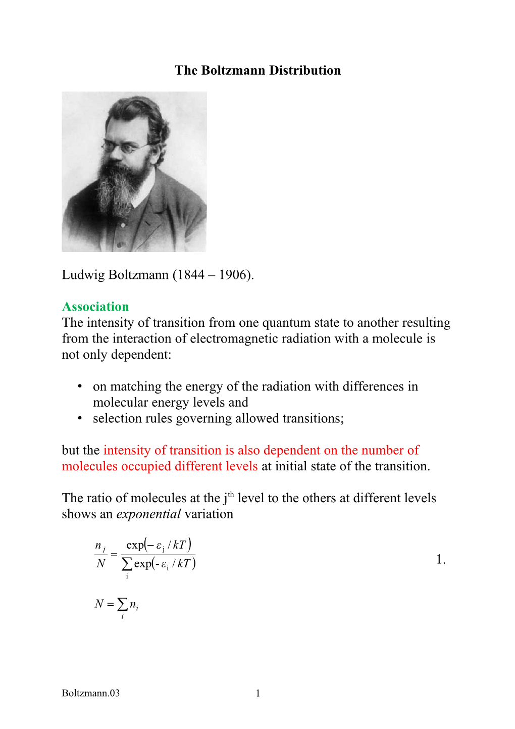 The Boltzmann Distribution