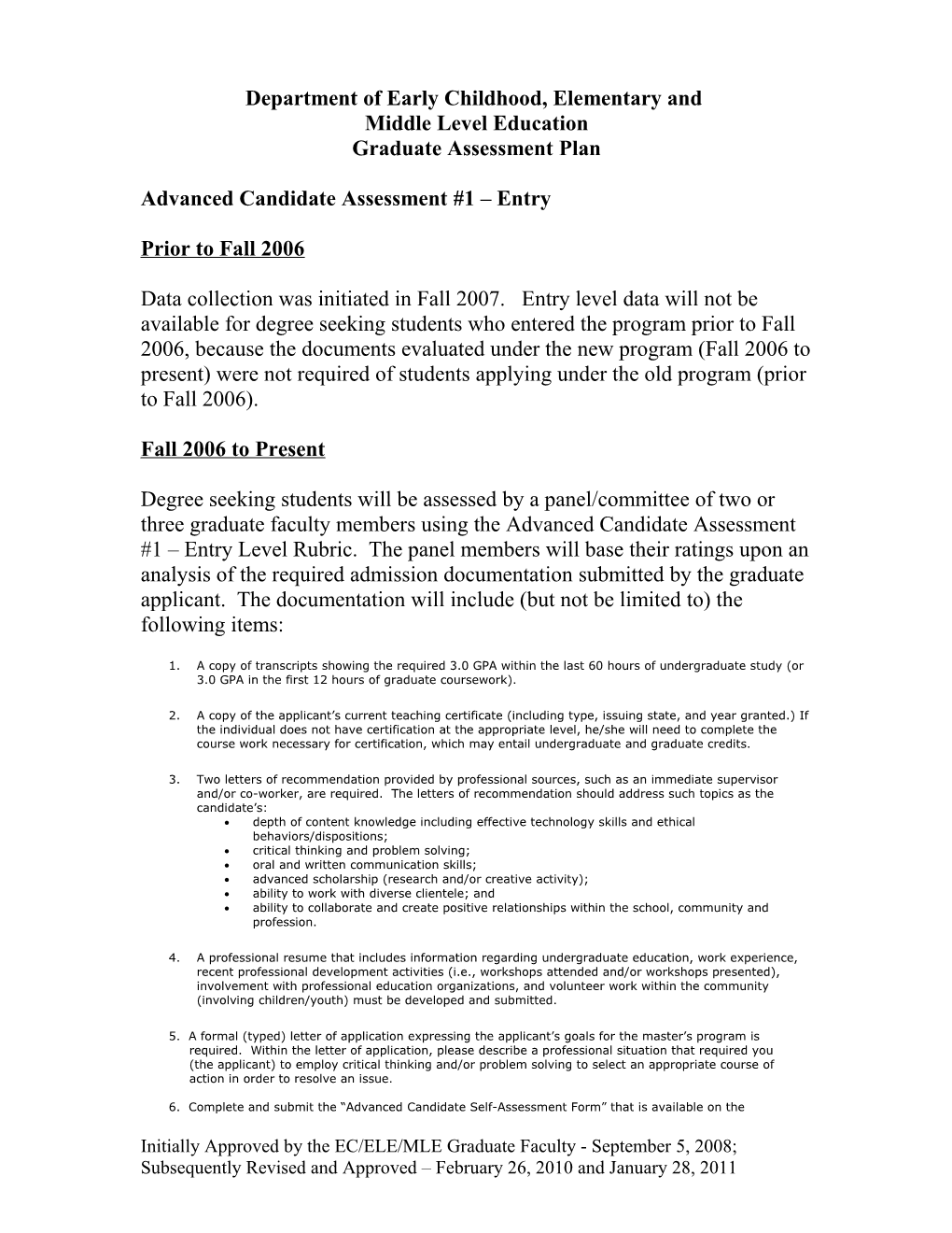 Graduate Assessment Plan