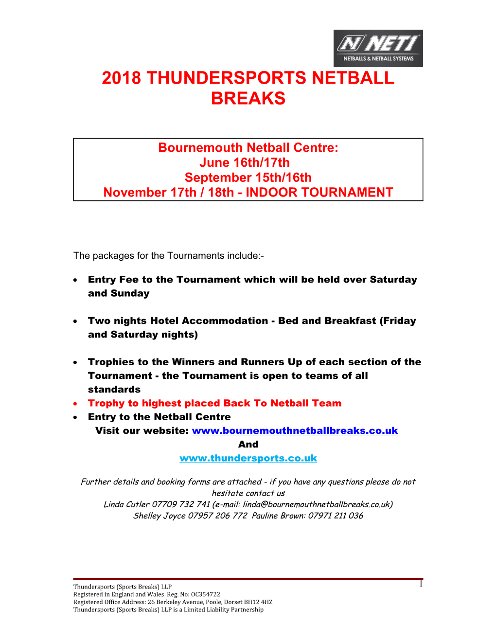 Bournemouth Netball Breaks