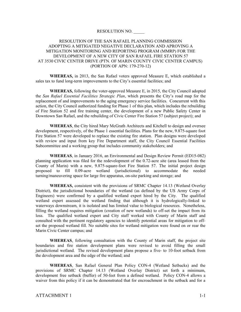 Resolution of the San Rafael Planning Commission