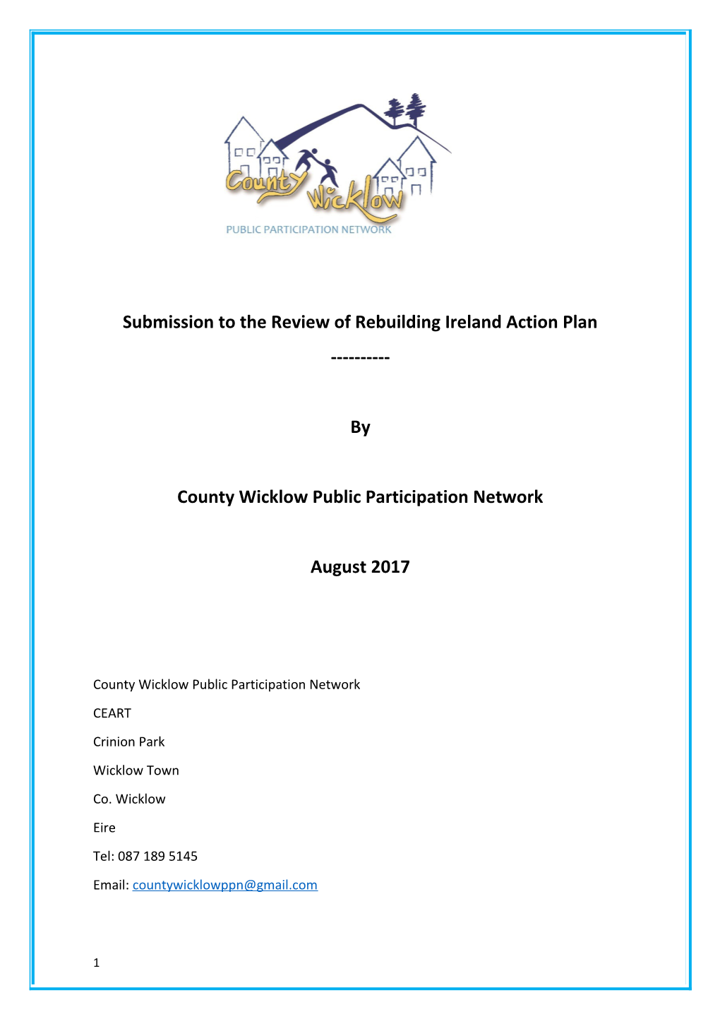 Submission to the Review of Rebuilding Ireland Action Plan