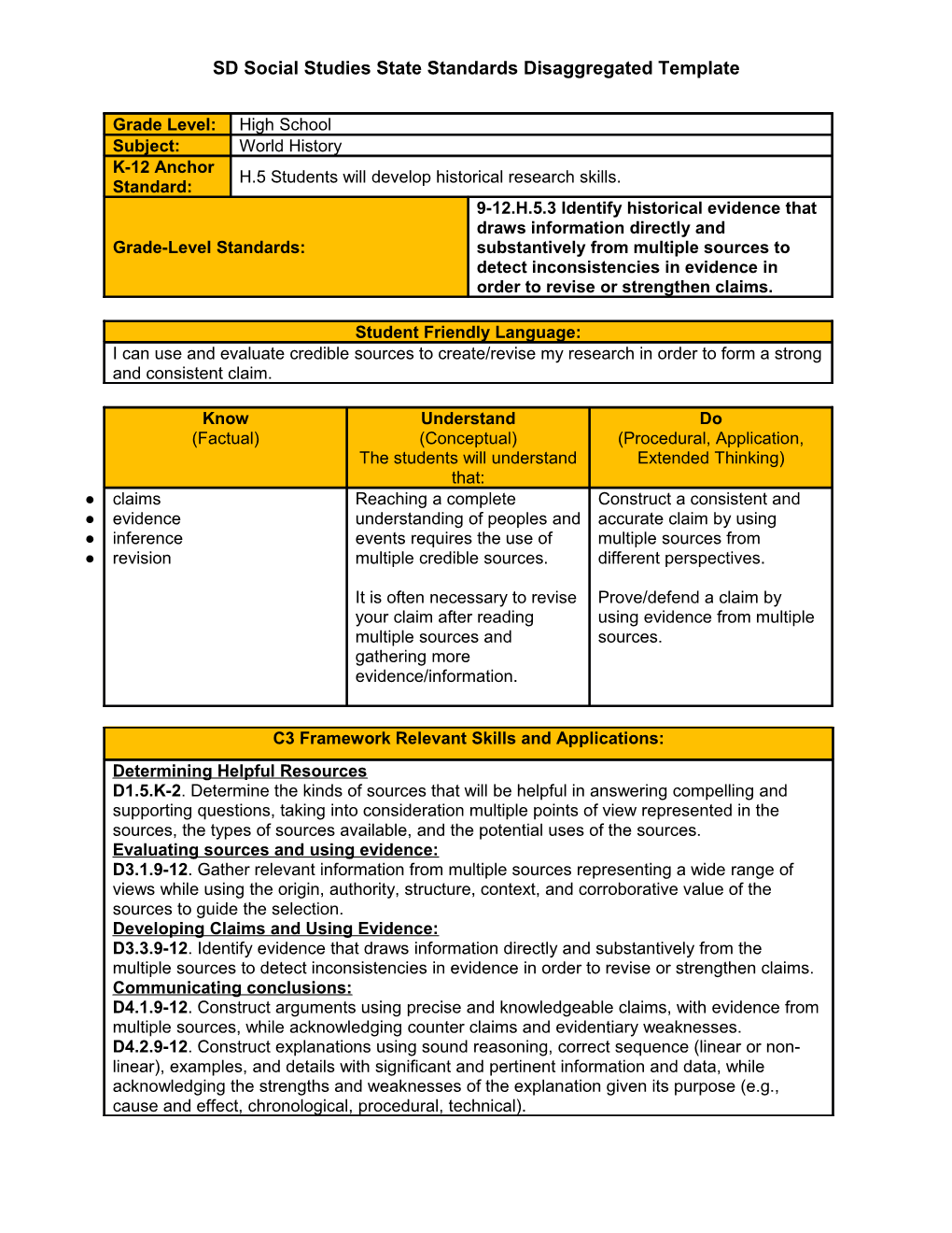 SD Social Studies State Standards Disaggregated Template