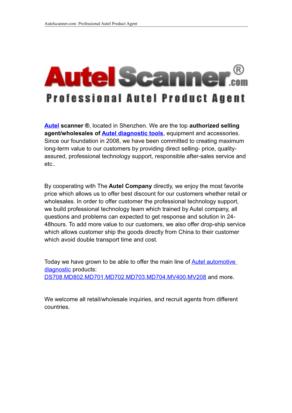 Autelscanner.Com Professional Autel Product Agent s1