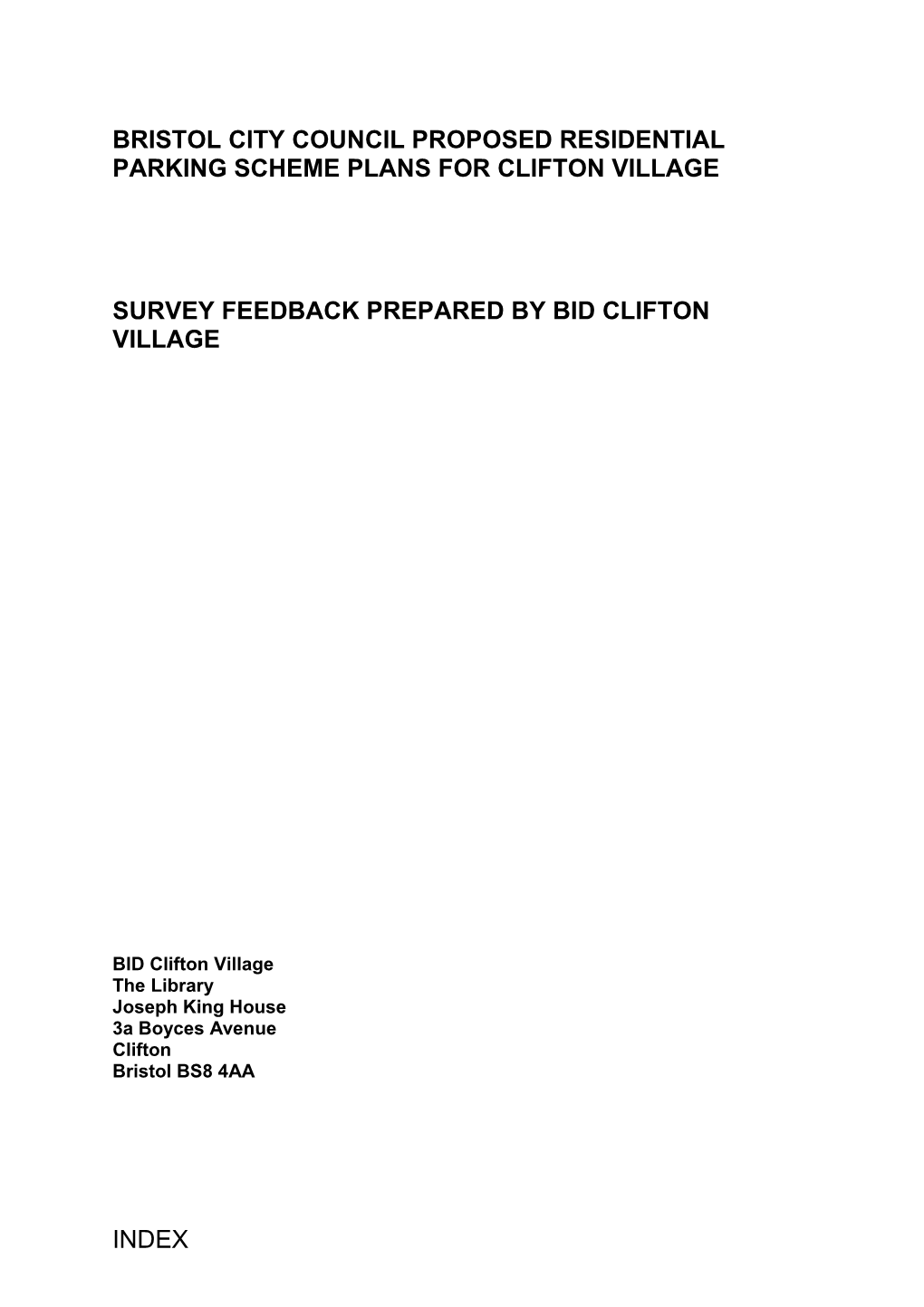 Bristol City Council Proposed Residential Parking Scheme Plans for Clifton Village