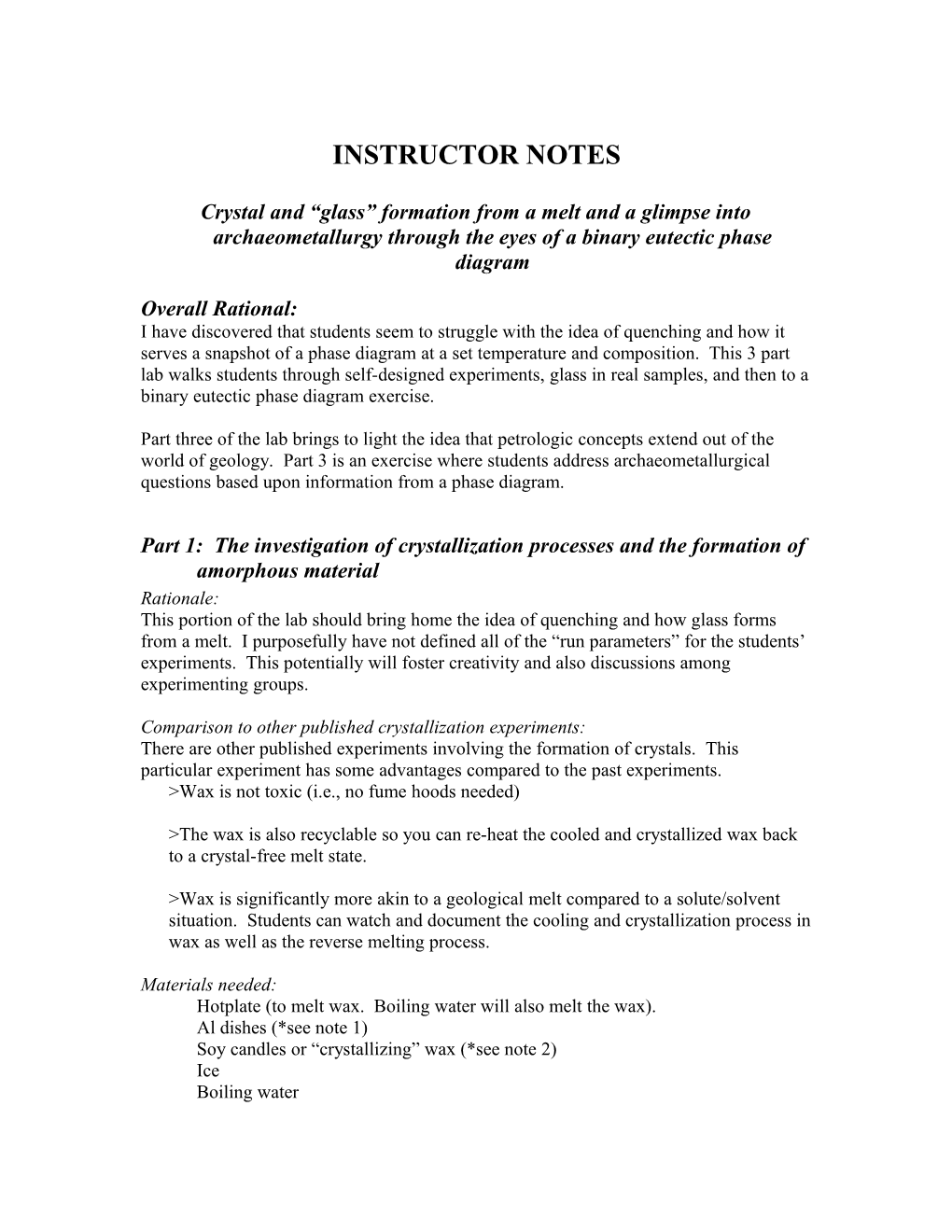 Instructor Notes