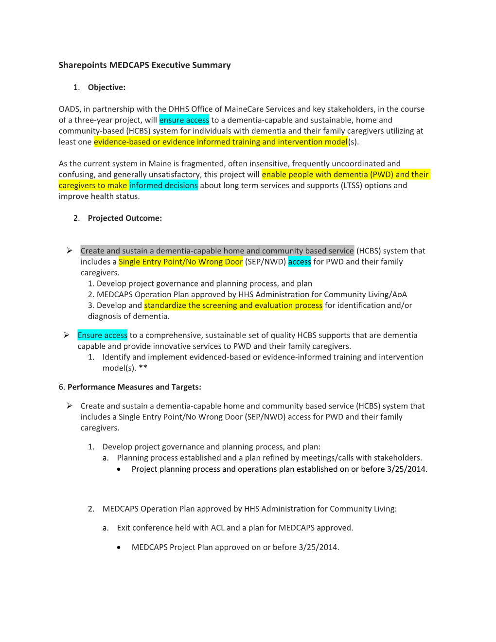 Sharepoints MEDCAPS Executive Summary