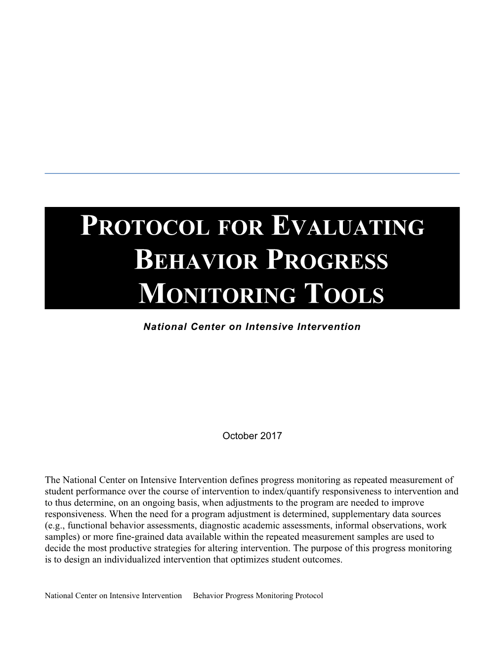 Protocol for Evaluating Behavior Progress Monitoring Tools