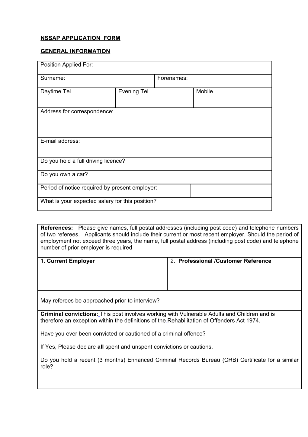 Nssap Application Form