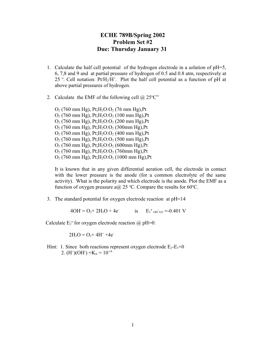 2. Calculate the EMF of the Following Cell 25Oc s1