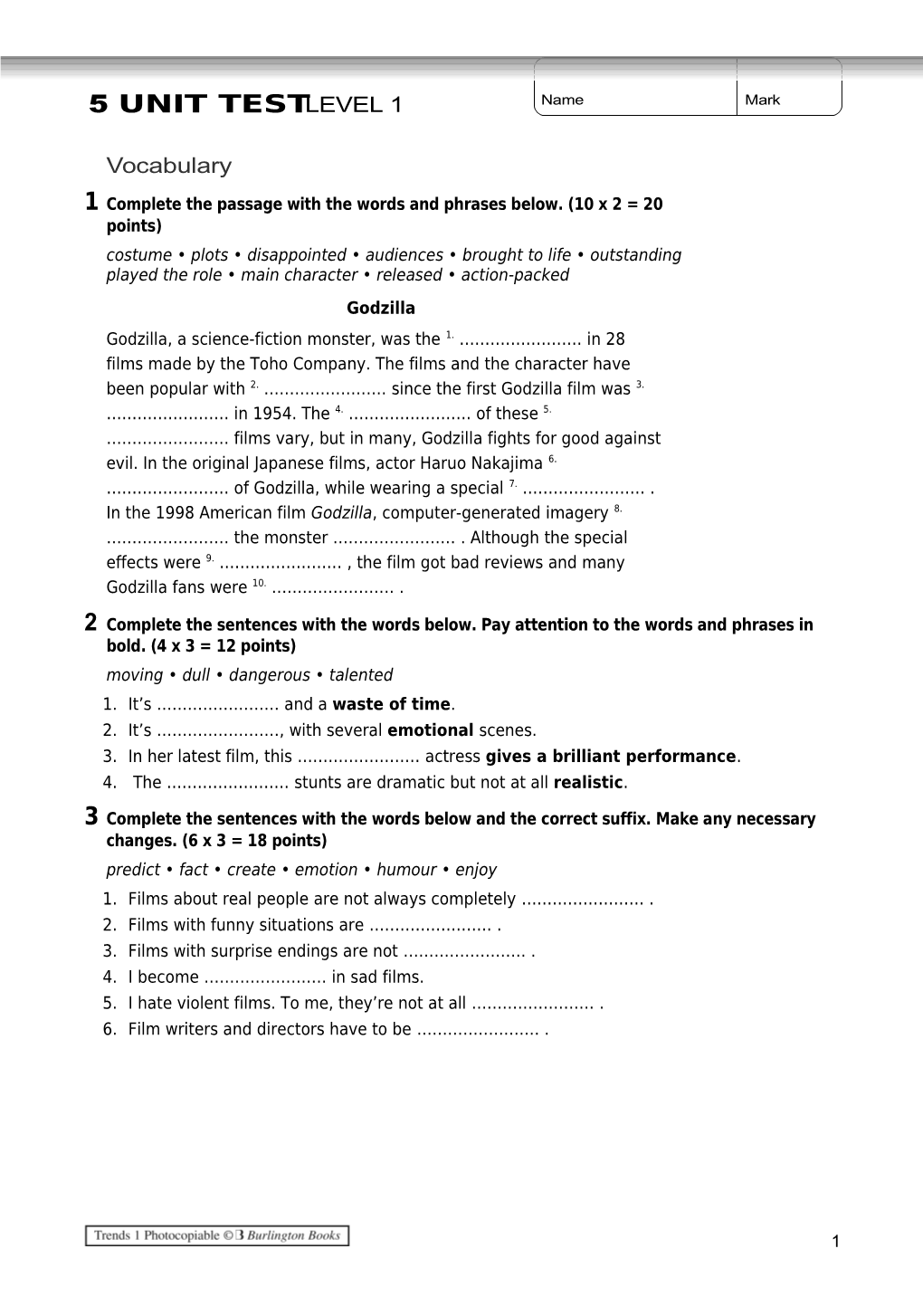 1Complete the Passage with the Words and Phrases Below. (10 X 2 = 20 Points)