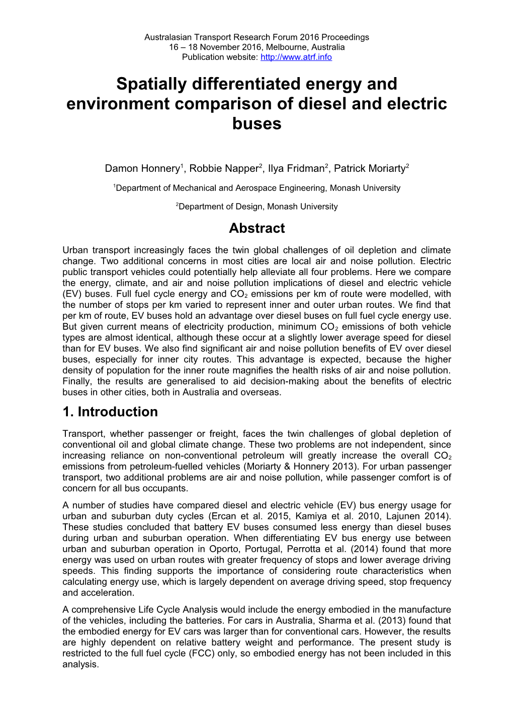 Spatially Differentiated Energy and Environment Comparison of Diesel and Electric Buses