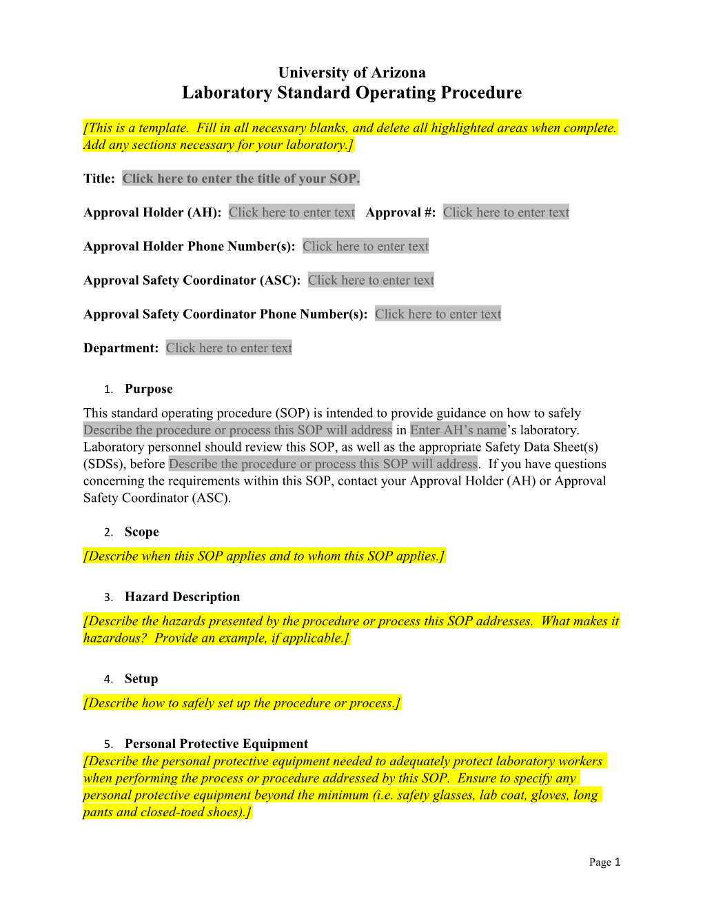 Laboratory Standard Operating Procedure