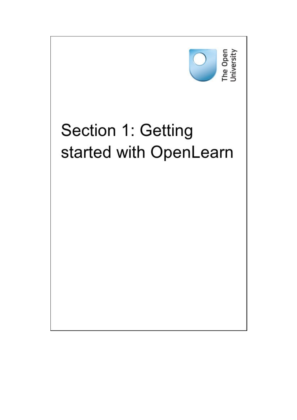 Section 1: Getting Started with Openlearn