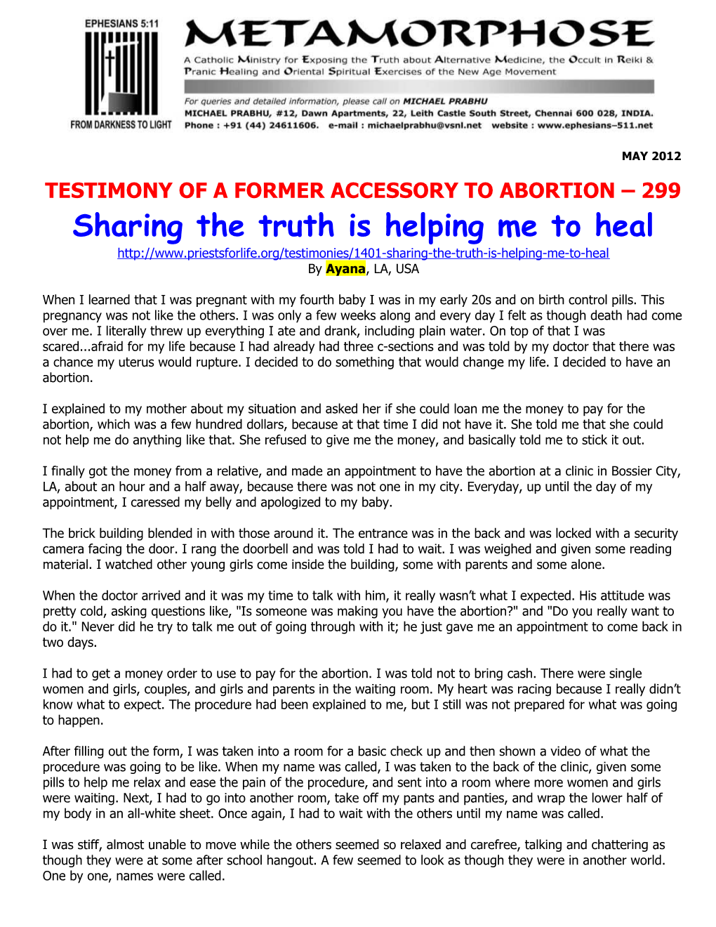 Sharing the Truth Is Helping Me to Heal