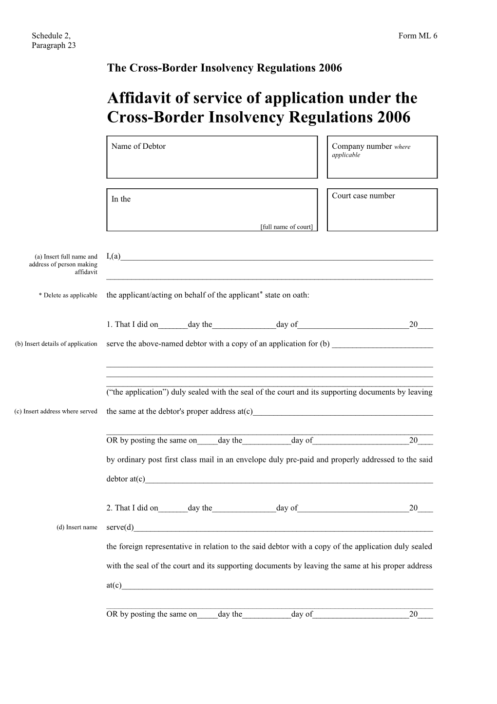 Notification of Recognition of Foreign Proceeding (For Newspaper and London Gazette)