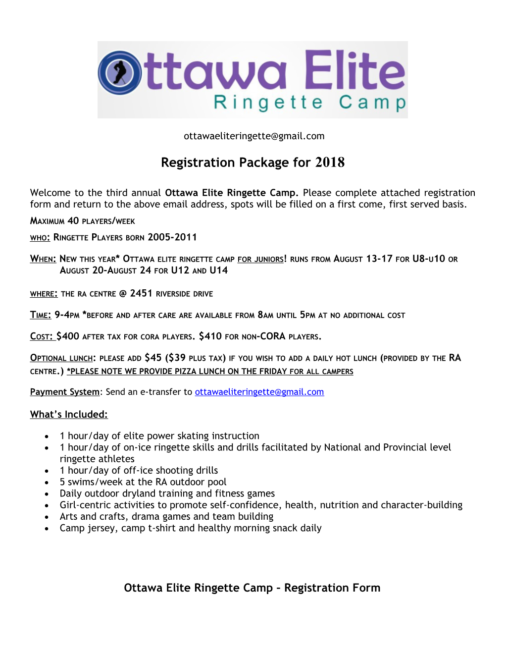 Registration Package For2018