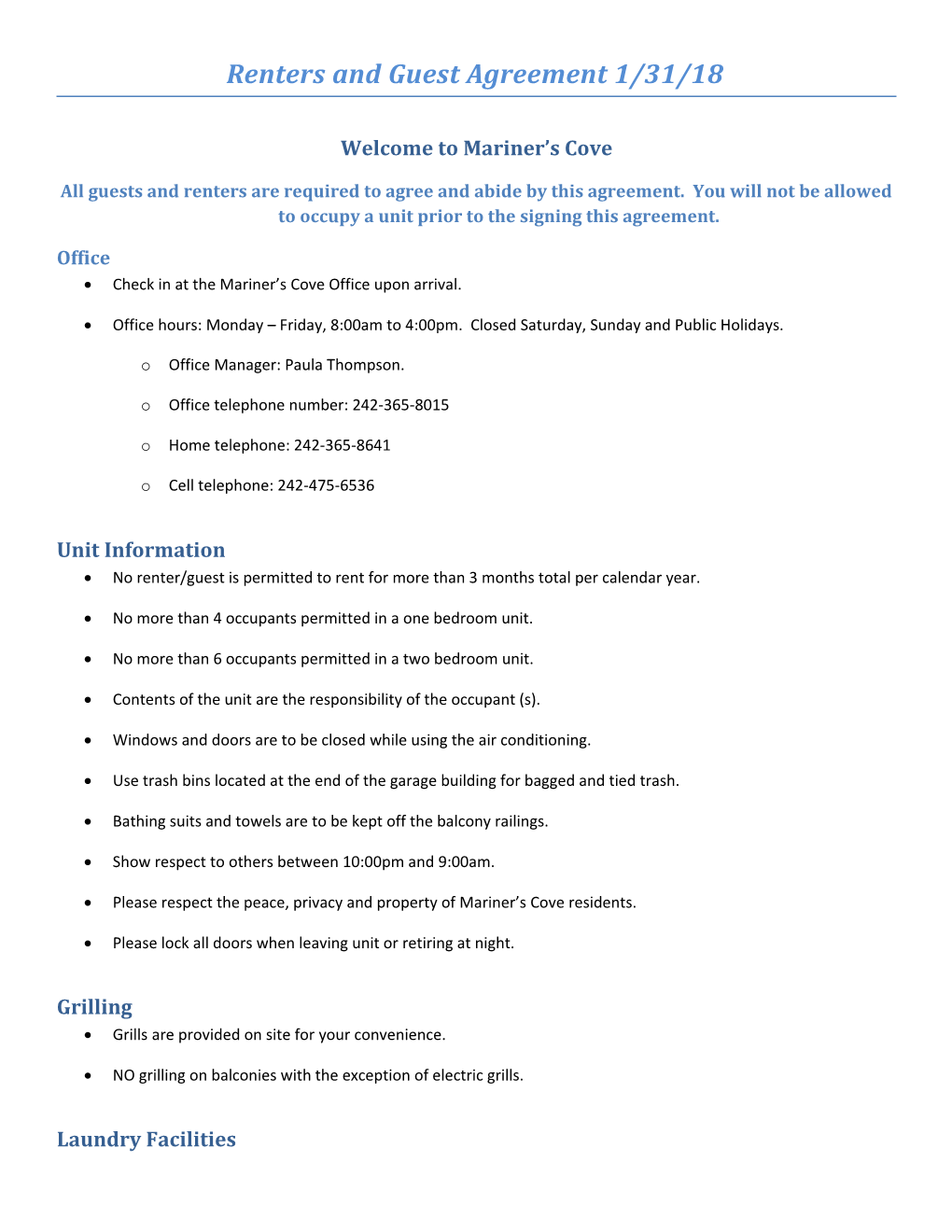 Renters and Guest Agreement 1/31/18