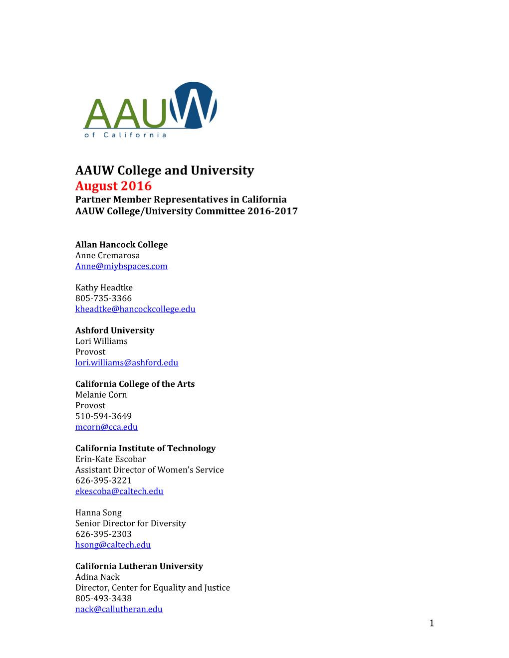 AAUW College and University