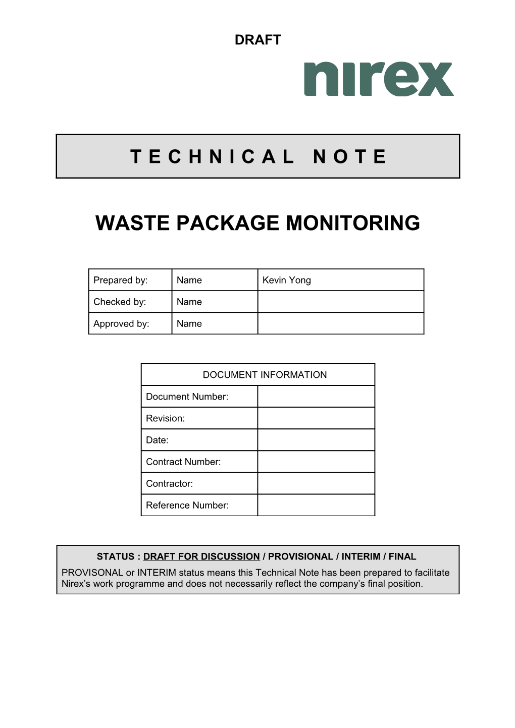 Waste Package Monitoring